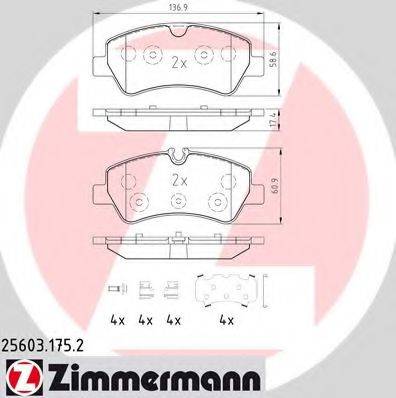 ZIMMERMANN 256031752 Комплект тормозных колодок, дисковый тормоз