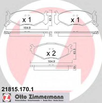 Комплект тормозных колодок, дисковый тормоз ZIMMERMANN 21815.170.1