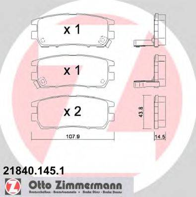 Комплект тормозных колодок, дисковый тормоз ZIMMERMANN 21840.145.1