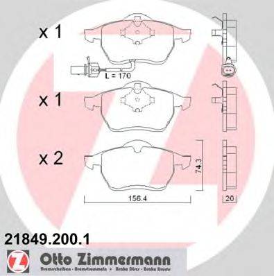 ZIMMERMANN 218492001 Комплект тормозных колодок, дисковый тормоз