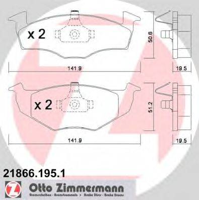 Комплект тормозных колодок, дисковый тормоз ZIMMERMANN 21866.195.1