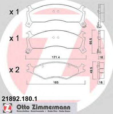 ZIMMERMANN 218921801 Комплект тормозных колодок, дисковый тормоз