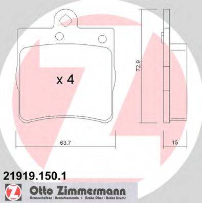 Комплект тормозных колодок, дисковый тормоз ZIMMERMANN 21919.150.1