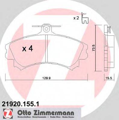 ZIMMERMANN 219201551 Комплект тормозных колодок, дисковый тормоз