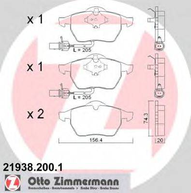 Комплект тормозных колодок, дисковый тормоз ZIMMERMANN 21938.200.1
