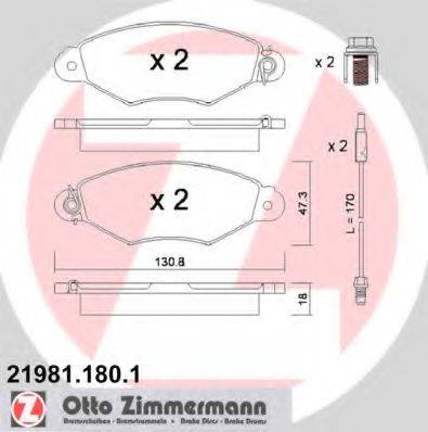 ZIMMERMANN 219811801 Комплект тормозных колодок, дисковый тормоз