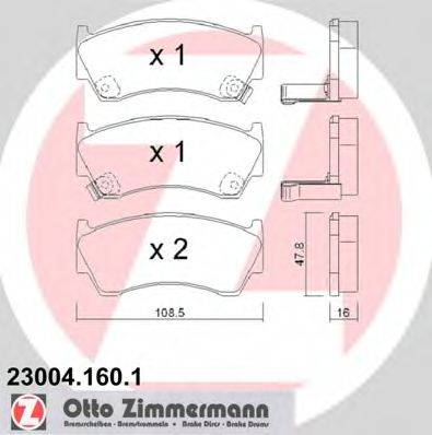 Комплект тормозных колодок, дисковый тормоз ZIMMERMANN 23004.160.1