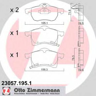 ZIMMERMANN 230571951 Комплект тормозных колодок, дисковый тормоз
