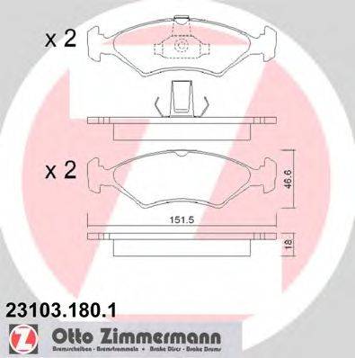 Комплект тормозных колодок, дисковый тормоз ZIMMERMANN 23103.180.1