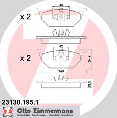 ZIMMERMANN 231301951 Комплект тормозных колодок, дисковый тормоз