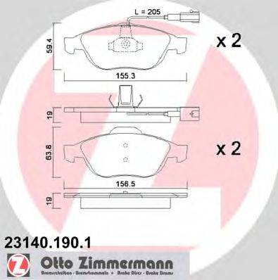 Комплект тормозных колодок, дисковый тормоз ZIMMERMANN 23140.190.1