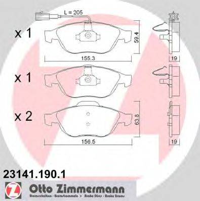 Комплект тормозных колодок, дисковый тормоз ZIMMERMANN 23141.190.1