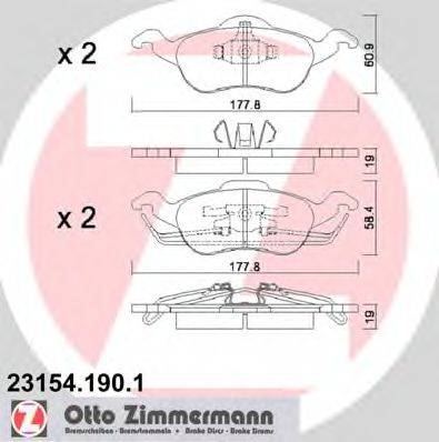 Комплект тормозных колодок, дисковый тормоз ZIMMERMANN 23154.190.1