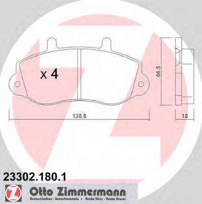 ZIMMERMANN 233021801 Комплект тормозных колодок, дисковый тормоз
