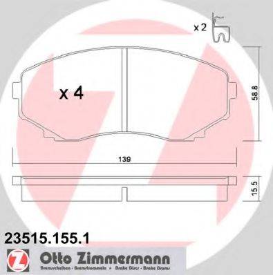 Комплект тормозных колодок, дисковый тормоз ZIMMERMANN 23515.155.1
