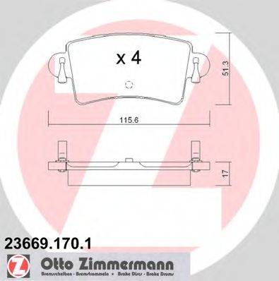 ZIMMERMANN 236691701 Комплект тормозных колодок, дисковый тормоз