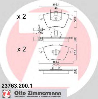 ZIMMERMANN 237632001 Комплект тормозных колодок, дисковый тормоз