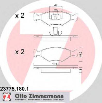 ZIMMERMANN 237751801 Комплект тормозных колодок, дисковый тормоз