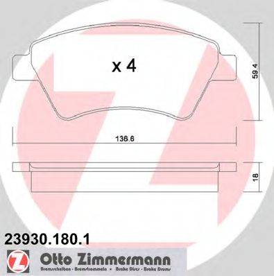 ZIMMERMANN 239301801 Комплект тормозных колодок, дисковый тормоз