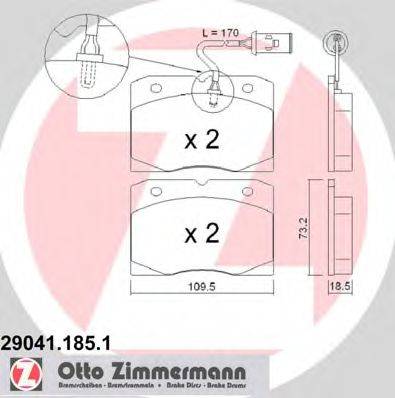 Комплект тормозных колодок, дисковый тормоз ZIMMERMANN 29041.185.1