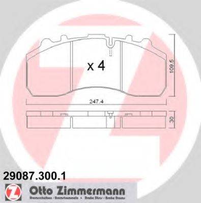 Комплект тормозных колодок, дисковый тормоз ZIMMERMANN 29087.300.1