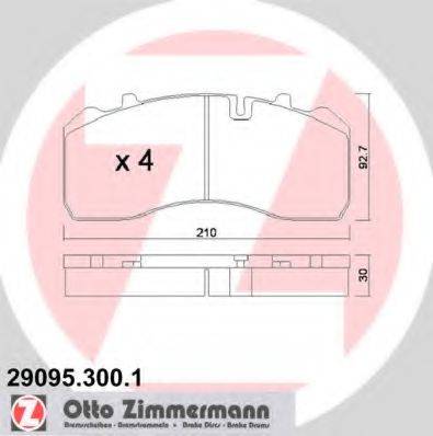 Комплект тормозных колодок, дисковый тормоз ZIMMERMANN 29095.300.1