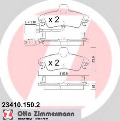 Комплект тормозных колодок, дисковый тормоз ZIMMERMANN 23410.150.2