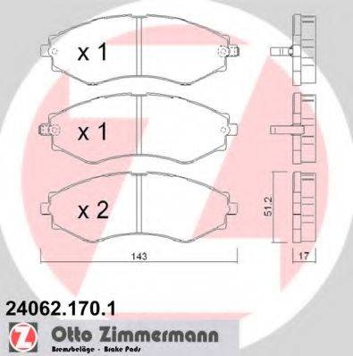 ZIMMERMANN 240621701 Комплект тормозных колодок, дисковый тормоз