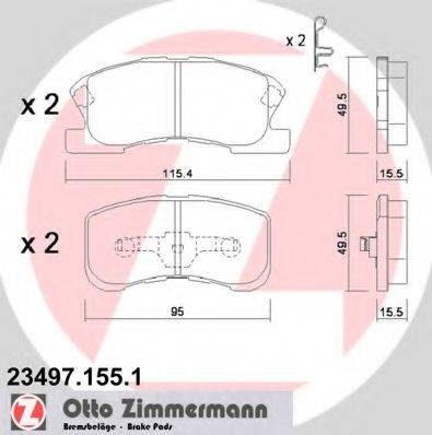 Комплект тормозных колодок, дисковый тормоз ZIMMERMANN 23497.155.1