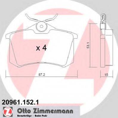 ZIMMERMANN 209611521 Комплект тормозных колодок, дисковый тормоз
