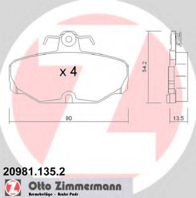 ZIMMERMANN 209811352 Комплект тормозных колодок, дисковый тормоз
