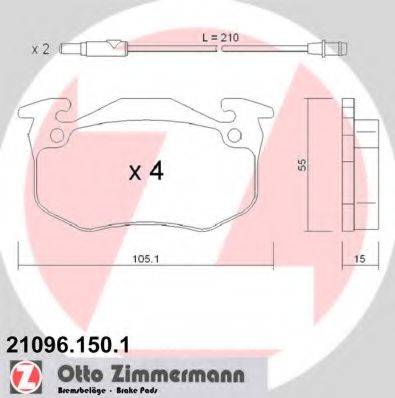 Комплект тормозных колодок, дисковый тормоз ZIMMERMANN 21096.150.1