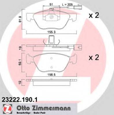 Комплект тормозных колодок, дисковый тормоз ZIMMERMANN 23222.190.1