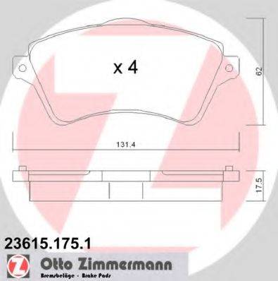 ZIMMERMANN 236151751 Комплект тормозных колодок, дисковый тормоз