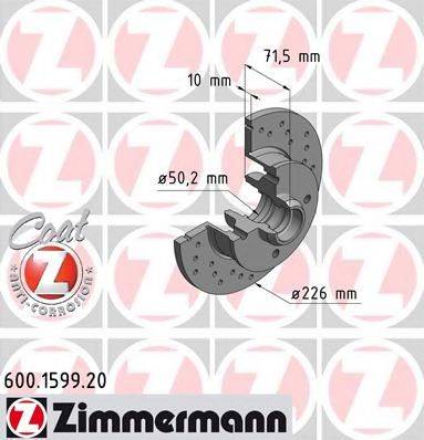 Тормозной диск ZIMMERMANN 600.1599.52