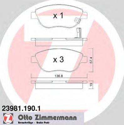 ZIMMERMANN 239811901 Комплект тормозных колодок, дисковый тормоз
