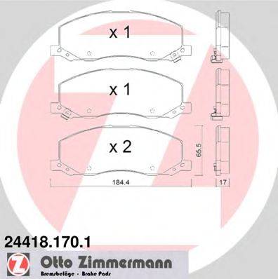 Комплект тормозных колодок, дисковый тормоз ZIMMERMANN 24418.170.1