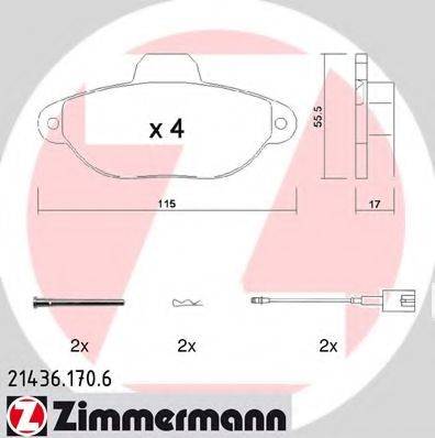 ZIMMERMANN 214361706 Комплект тормозных колодок, дисковый тормоз