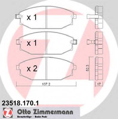 Комплект тормозных колодок, дисковый тормоз ZIMMERMANN 23518.170.1