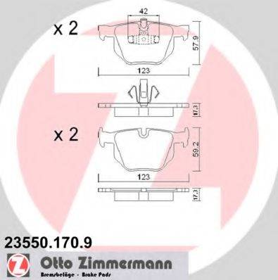 Комплект тормозных колодок, дисковый тормоз ZIMMERMANN 23550.170.9