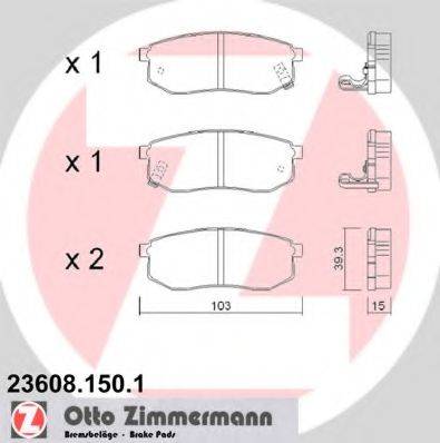 Комплект тормозных колодок, дисковый тормоз ZIMMERMANN 23608.150.1