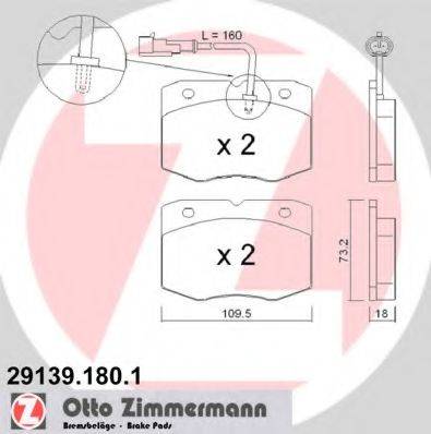 Комплект тормозных колодок, дисковый тормоз ZIMMERMANN 29139.180.1