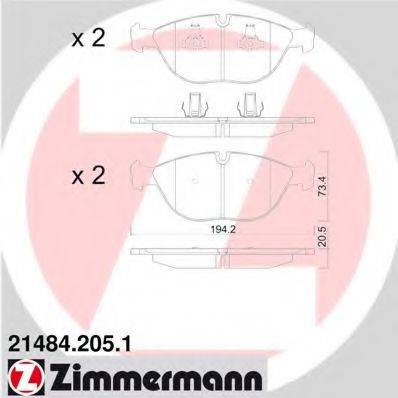 ZIMMERMANN 214842051 Комплект тормозных колодок, дисковый тормоз