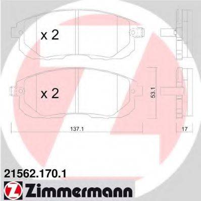 ZIMMERMANN 215621701 Комплект тормозных колодок, дисковый тормоз