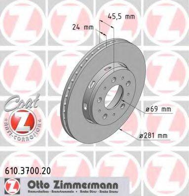 ZIMMERMANN 610370020 Тормозной диск