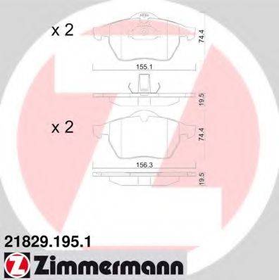 Комплект тормозных колодок, дисковый тормоз ZIMMERMANN 21829.195.1