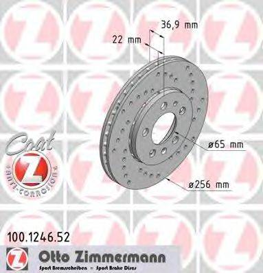 ZIMMERMANN 100124652 Тормозной диск