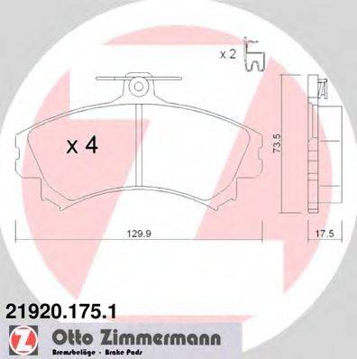 ZIMMERMANN 219201751 Комплект тормозных колодок, дисковый тормоз
