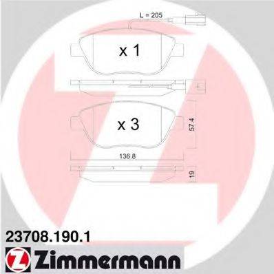 ZIMMERMANN 237081901 Комплект тормозных колодок, дисковый тормоз