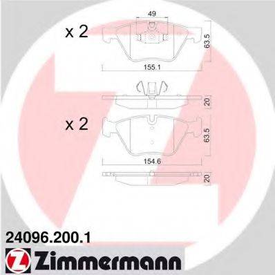 ZIMMERMANN 240962001 Комплект тормозных колодок, дисковый тормоз